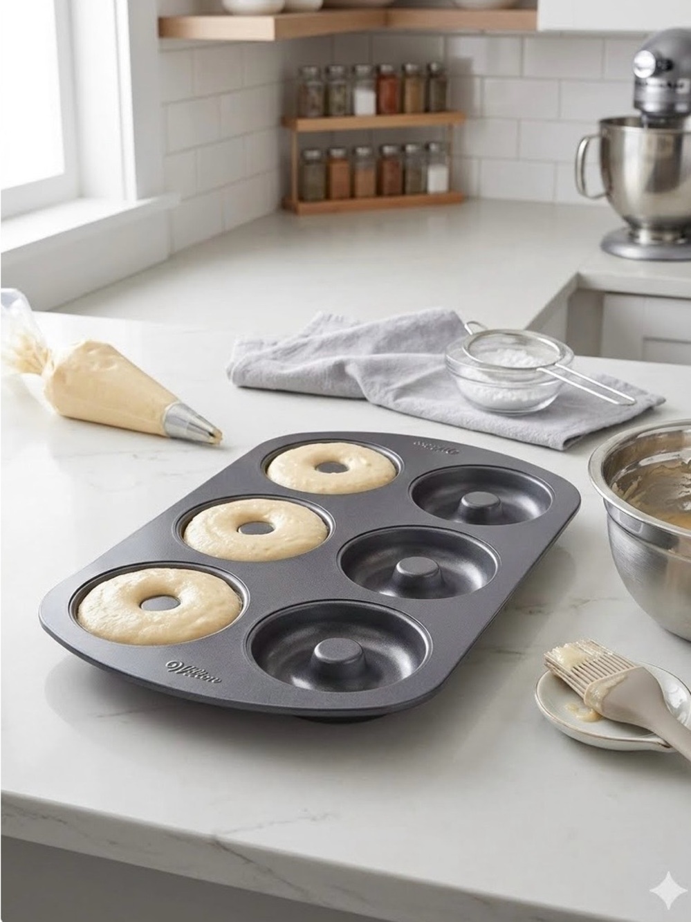 🏡NWOT Wilton Metal 6-Cavity Donut Baking Pan in Black